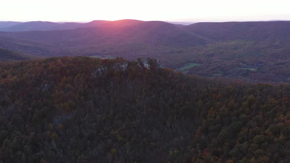 Sunset at the Trout Run Valley and Big Schloss, Great North Mountain the border between Virginia and