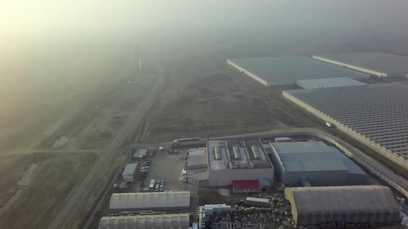 Aerial Shot of Production Facility and Industrial Warehouses
