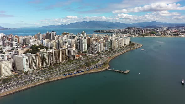 Tropical beach scenery of island os Florianopolis Brazil. Travel landmark.