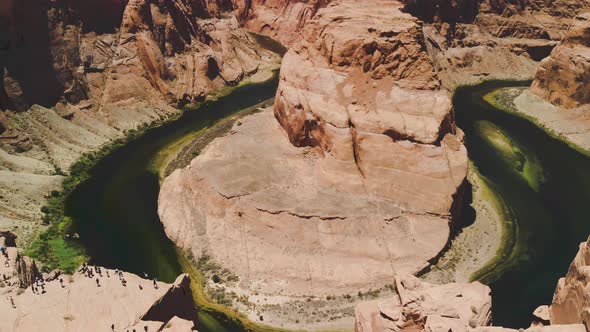 Aerial View of Horseshoe Bend and Colorado River at Sunset Arizona