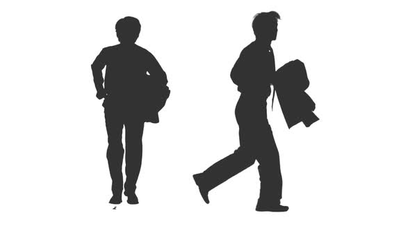 Silhouette of Running Businessman, Alpha Channel