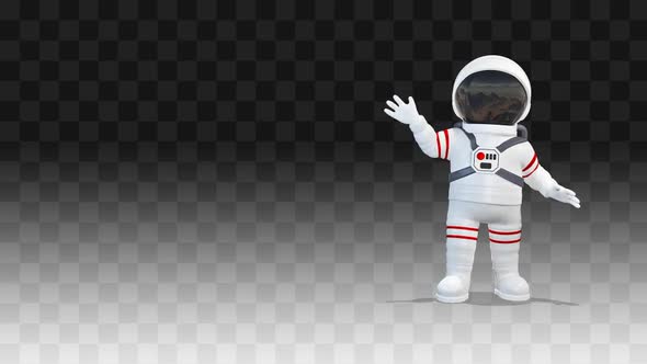 Cosmonaut Comes Out From The Right Side Of The Screen And Greeting