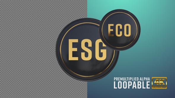 Eco And Esg Badge Looping with Alpha Channel