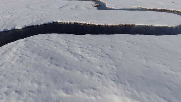 Aerial Winding River Winter