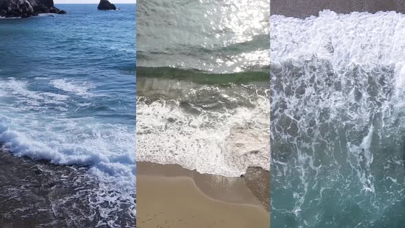 Three in One Vertical Video of the Sea Near the Shore