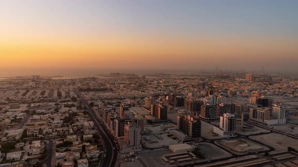 Day to night timelapse of Jumeirah district in Dubai