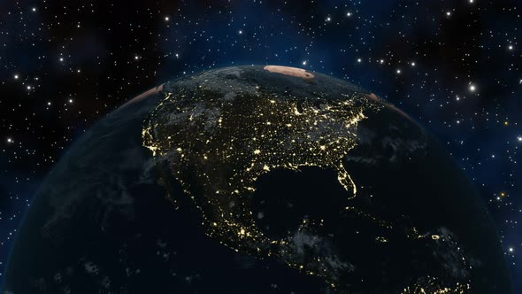 World planet satellite, Stars, nebula and galaxy 3d render. Sunrise from outer space alt