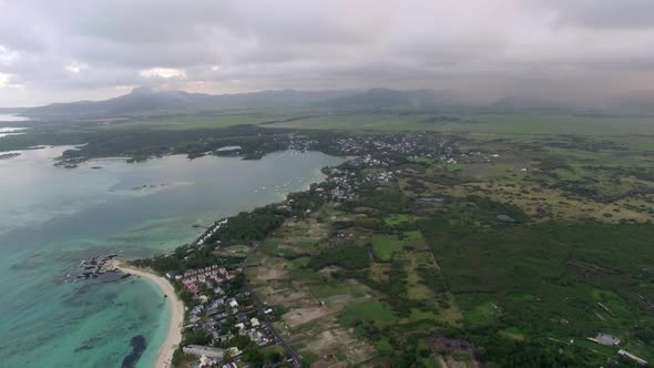 Aerial View of Coast Line of Mauritius Island