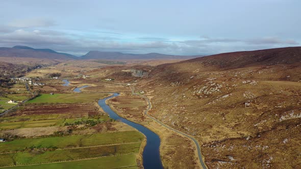 Aerial View of Gweebarra River Between Doochary and Lettermacaward in Donegal - Ireland.