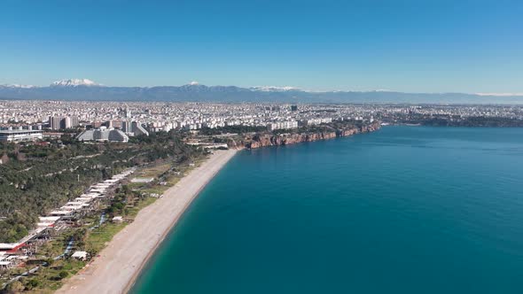 Central Beach Aerial View Turkey Antalya 4 K