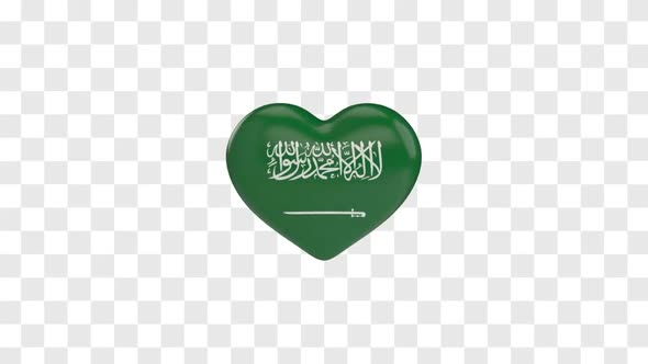 Saudi Arabia Flag on a Rotating 3D Heart