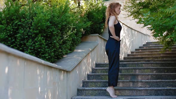 Woman Doing Bearhing Exercise Outdoors