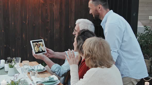 Family Video Calling in Backyard