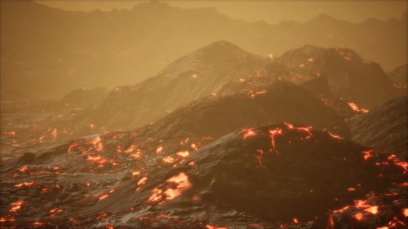 Lava Fields and Hills at Active Volcano