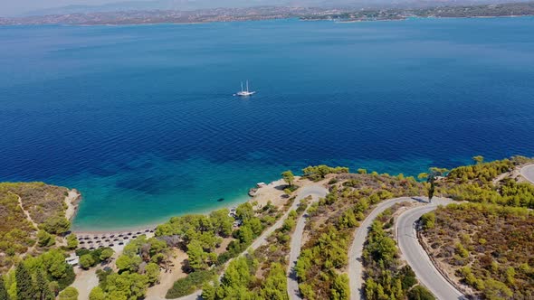 Serpentine Mountain Road at Spetses Greece Europe
