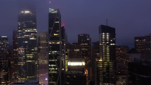 Technology City, USA. Cinematic Aerial of Beautiful San Francisco City at Night