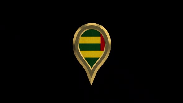 Togo Flag 3D Rotating Location Gold Pin Icon