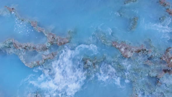 Close up view on the Natural thermal waterfalls of Saturnia