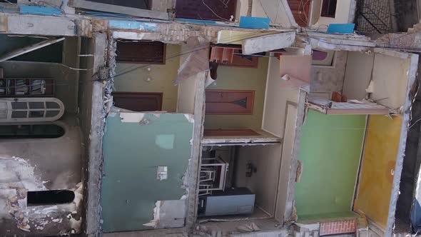 Vertical Video of a Destroyed Building in Borodyanka Ukraine