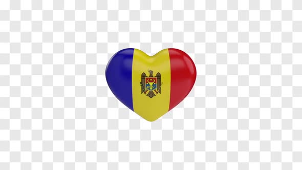 Moldova Flag on a Rotating 3D Heart