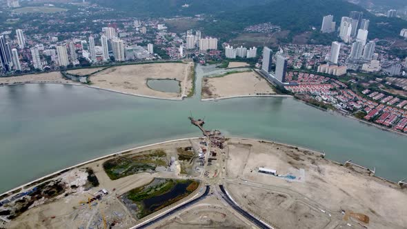 Aerial view reclamation island