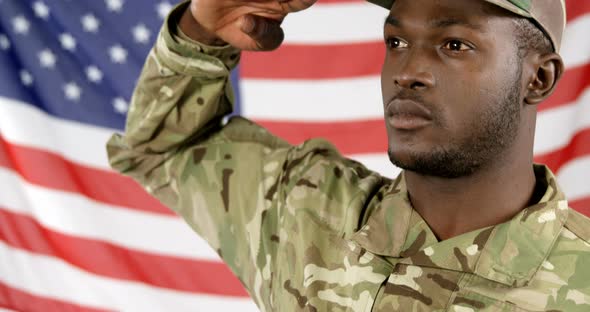 Military soldier saluting