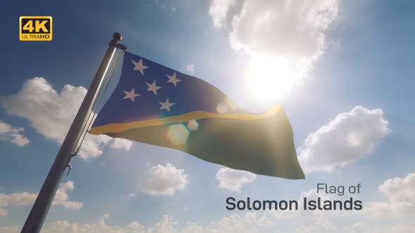 Solomon Islands Flag on a Flagpole V2 - 4K