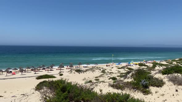 The Best Beach to family day With Yellow Sand And Blue Ocean At beach of Pego (Nearby Carvalhal). Gr