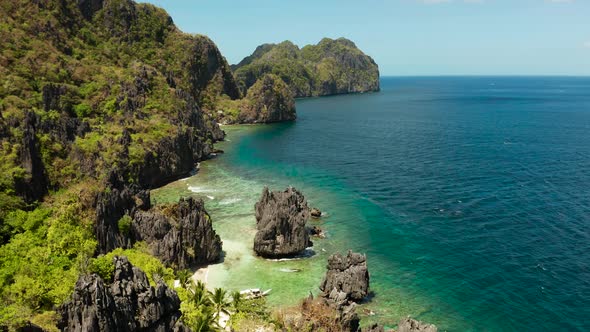 Tropical Seawater Lagoon and Beach Philippines El Nido