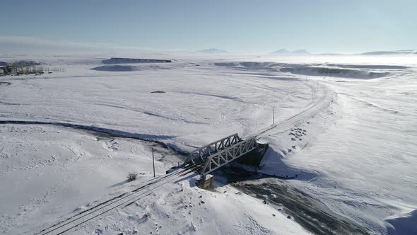 Aerial View Rail in Winter