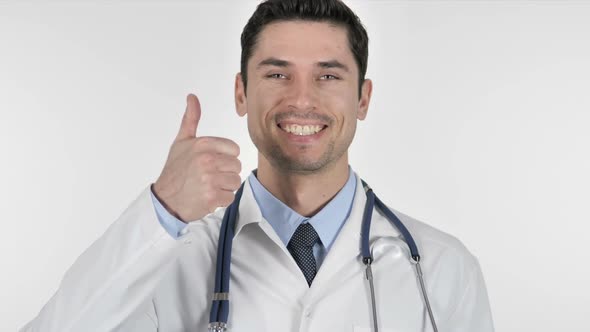 Thumbs Up By Doctor on White Background