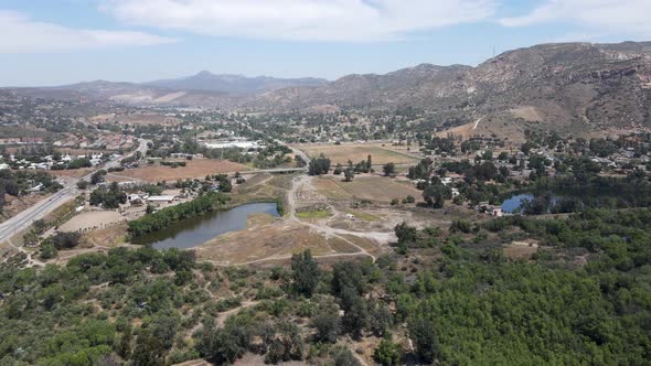 Aerial View of Lakeside Suburb Town San Diego Southern California USA