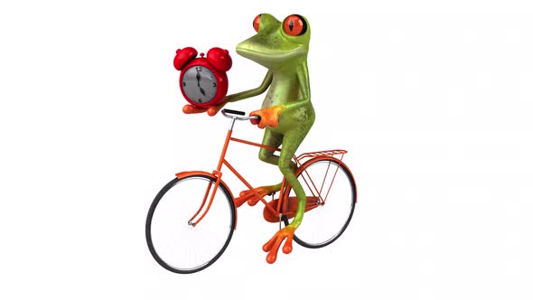 Fun frog on a bicycle - Digital animation