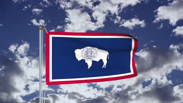 Wyoming Flag Waving 4k