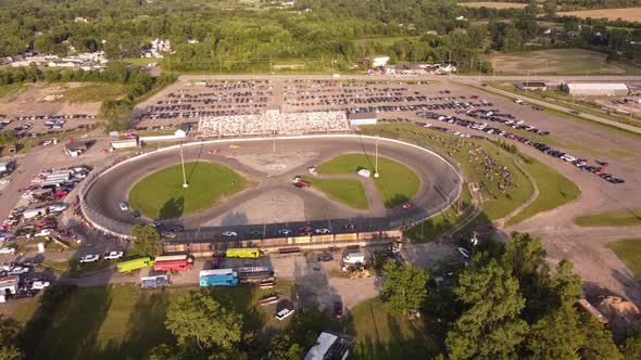 Vehicles Compete At  Stock Car Racing At Flat Rock Speedway In Monroe County, Michigan, USA. ascendi