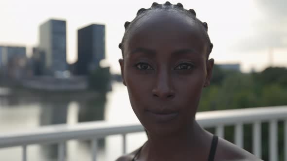 Portrait of African American Female Runner Posing Outdoors