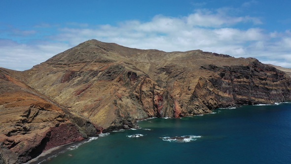Portugal. Madeira Island. Rocky shores of the island. Aerial view.