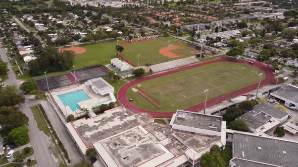 Aerial Footage School College Sports Fields Shot With Drone