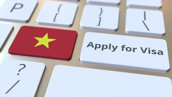 APPLY FOR VISA Text and Flag of Vietnam on the Buttons