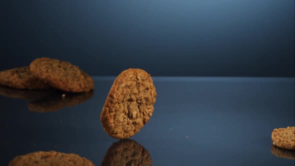 Cookies falling and bouncing in ultra slow motion 1500fps - reflective surface - COOKIES PHANTOM