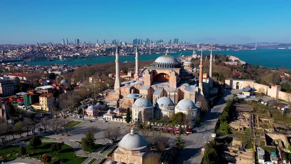 Hagia Sophia Aerial View with Drone from Istanbul Turkiye. 02