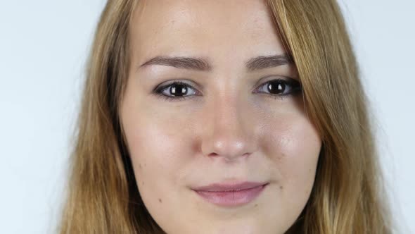 Close Up Of Face Of Beautiful White Girl , White background