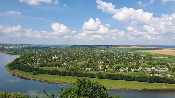 High angle, altitude view to the Nistru river bank