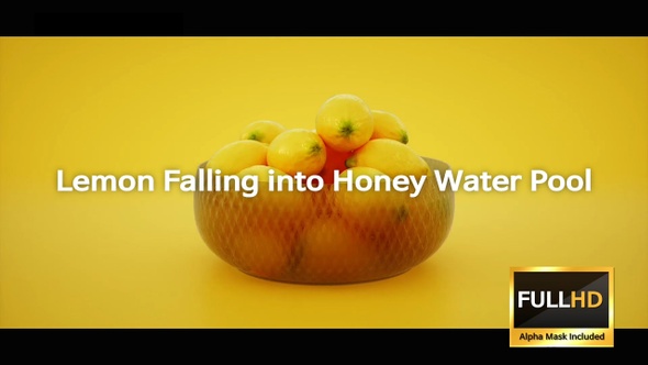 Lemon Falling Into Honey Water Pool