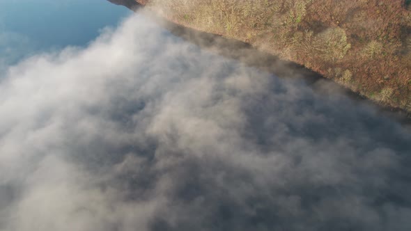 Aerial View of Lough Fad in the Morning Fog County Donegal Republic of Ireland