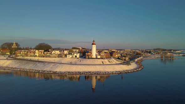 Urk Flevoland Netherlands a Sunny Spring Day at the Old Village of Urk with Fishing Boats at the