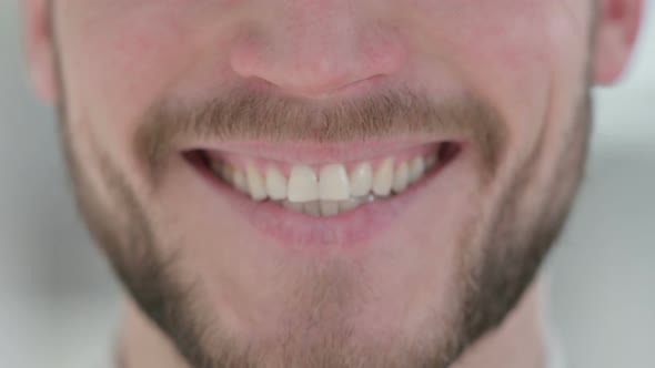 Close Up of Mouth of Smiling Young Businessman