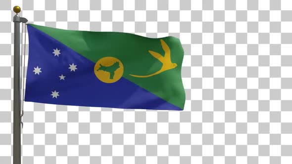 Christmas Island Flag on Flagpole with Alpha Channel