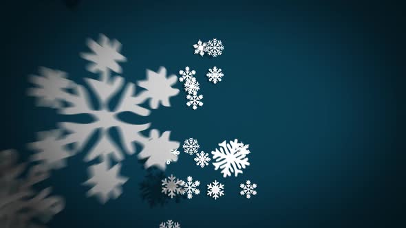 White snowflakes falling down and creating a graphic pattern of Christmas tree.