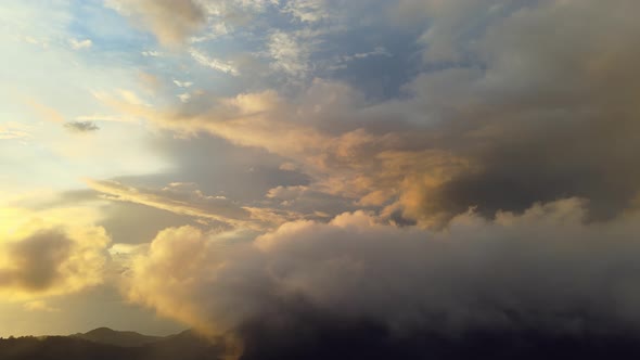 Aerial View of Sunrise at the Clouds Over Mountain 